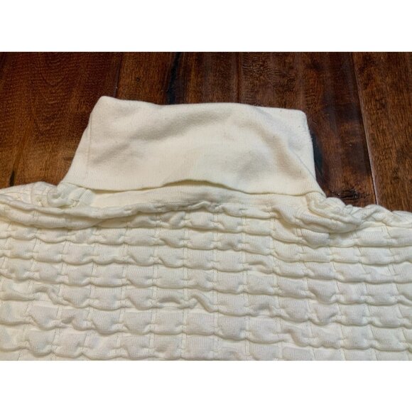Versace White Textured Gathered Thin Knit Turtleneck Sweater, Size XL - Picture 7 of 8